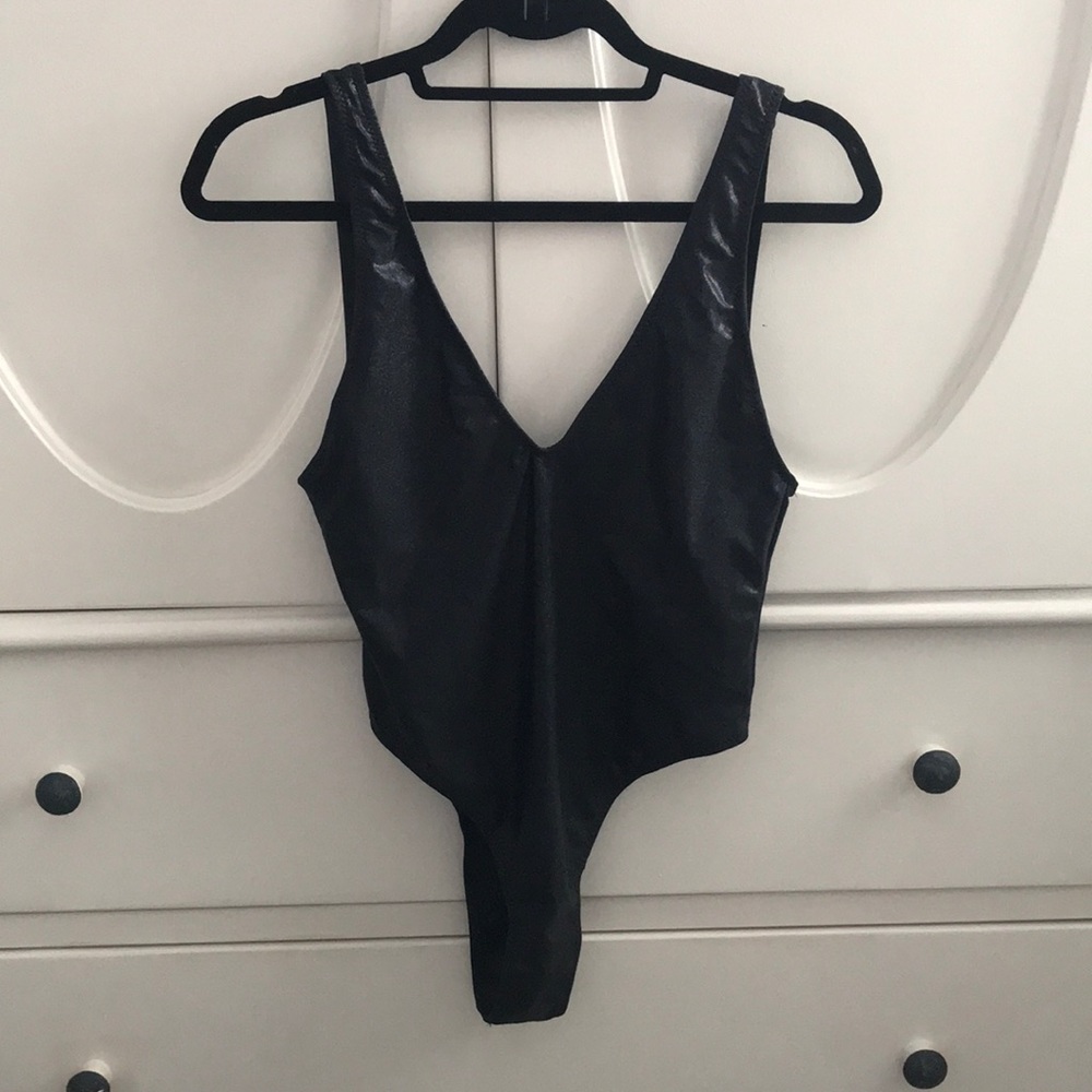 Black metallic bodysuit